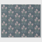 NOEL Roze Pine Kegelpatroon Marine Blauw Cadeaupapier (Vlak)