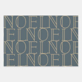 NOEL Roze Pine Kegelpatroon Marine Blauw & Wit Inpakpapier Vel (Voorkant 2)