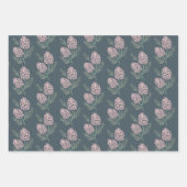 NOEL Roze Pine Kegelpatroon Marine Blauw & Wit Inpakpapier Vel (Voorkant)