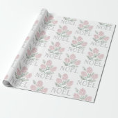 NOEL Roze Pine Kegelpatroon Wit Cadeaupapier (Uitgerold)
