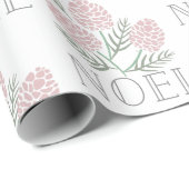 NOEL Roze Pine Kegelpatroon Wit Cadeaupapier (Rol Hoek)