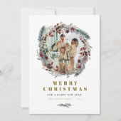 NOEL Rustic Pine Wreatour Photo met kerstkaart Kaart (Voorkant)