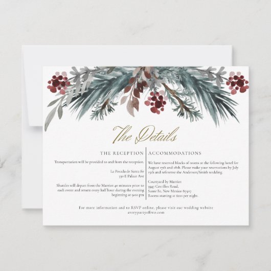 NOEL Rustic Winter Kerstmis - Details bruiloft Kaart (Voorkant)