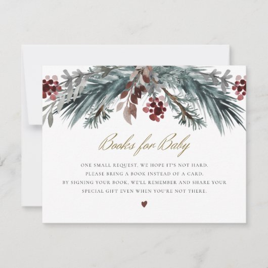 NOEL Rustic Winter Kerstmis Pine Books for Baby Kaart (Voorkant)