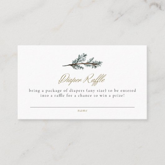 NOEL Rustic Winter Pine Baby Diaper Raffle Ticket (Voorkant)