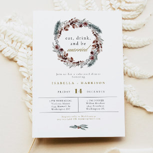 NOEL Rustic Winter Pine Trouwrepetie Dinner Kaart
