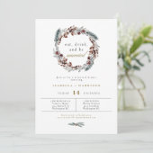 NOEL Rustic Winter Pine Trouwrepetie Dinner Kaart (Staand voorkant)
