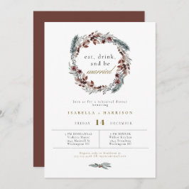 NOEL Rustic Winter Pine Wedding Rehearsal Dinner Kaart