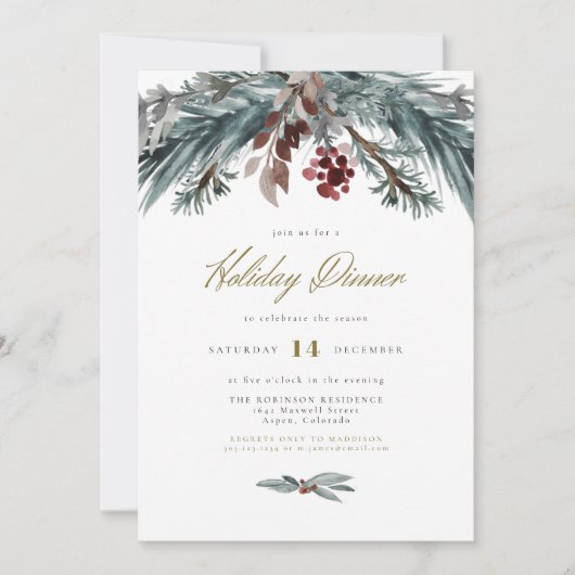 NOEL Rustige kerstpine Winter Holiday Dinner Kaart (Voorkant)