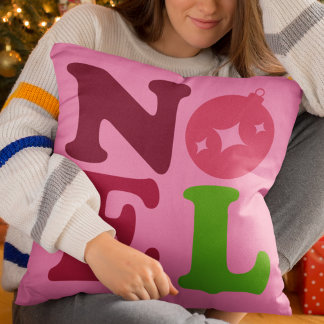Noel Schattig Festief Retro Kerst Roze Groen Kussen