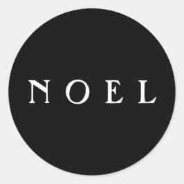NOEL Script Envelope of Gift Wrap Black Ronde Sticker