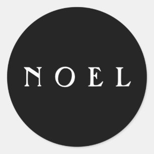 NOEL Script Envelope of Gift Wrap Black Ronde Sticker