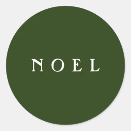 NOEL Script Envelope of Gift Wrap Green Ronde Sticker