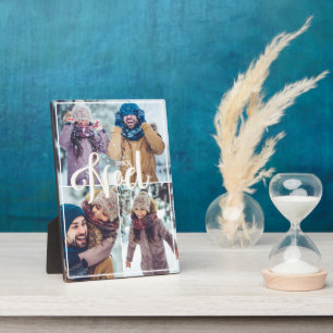 Noel Script Family Photo Keepsake Collage Plaque Fotoplaat