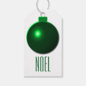 "Noel" Shiny Green Kerstbal Ornament Cadeaulabel (Voorkant)