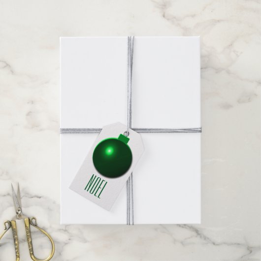 "Noel" Shiny Green Kerstbal Ornament Cadeaulabel (Met Touw)