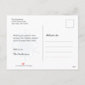 Noel Snowflake Pastel Damask Foto Feestdagenkaart (Achterkant)