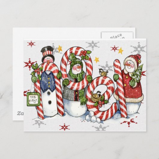 noel snowmen card feestdagenkaart (Voorkant / Achterkant)