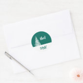 Noel Snowy kerstboom Blauwgroen en White Minimal Ronde Sticker (Envelop)