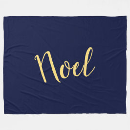 NOEL Sophisticated Tekst op Elegant Rich Navy Blue Fleece Deken