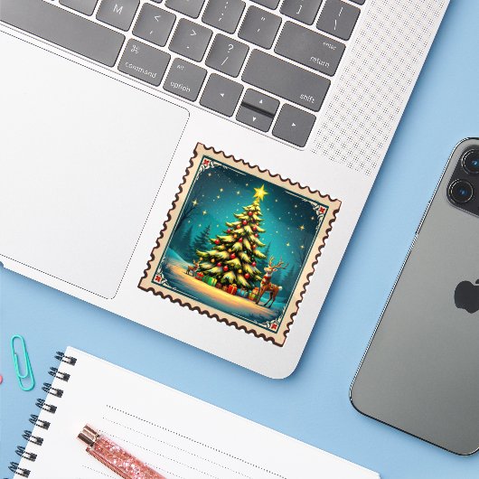 noel sticker (Laptop met iPhone)