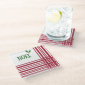 Noel Striped Retro Kerstbeverage Coaster Glazen Onderzetter (Schuin)