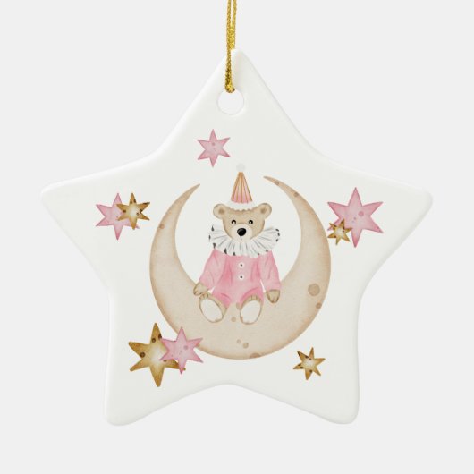 Noel teddy draagt kerstboomnaam keramisch ornament (Voorkant)