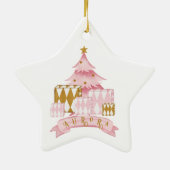 Noel teddy draagt kerstboomnaam keramisch ornament (Achterkant)