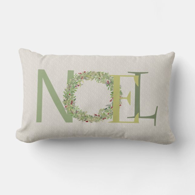 NOEL-typografie met Kerstkrans Kussen (Voorkant)
