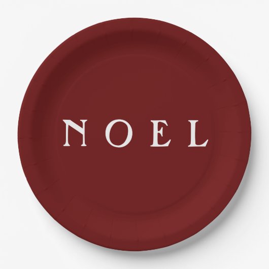 NOEL Typografie Rood Eenvoudig Minimalistisch Mode Papieren Bordje (Voorkant)