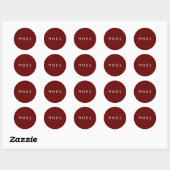 NOEL Typografie Rood Eenvoudig Modern Ronde Sticker (Vel)