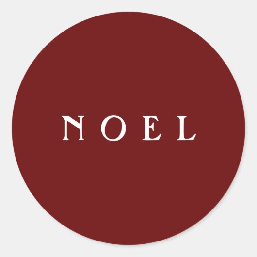NOEL Typografie Rood Eenvoudig Modern Ronde Sticker (Voorkant)