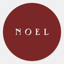 NOEL Typografie Rood Eenvoudig Modern Ronde Sticker