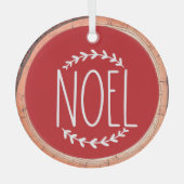 Noel Typography Keepsake Tree Glas Ornament (Voorkant)
