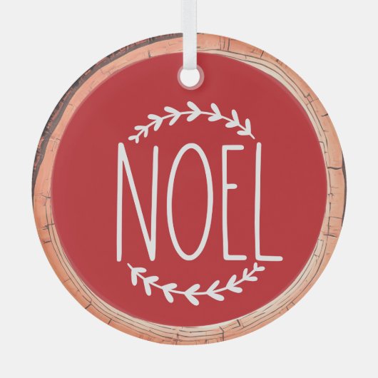 Noel Typography Keepsake Tree Glas Ornament (Voorkant)