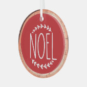 Noel Typography Keepsake Tree Glas Ornament (Voorkant links)