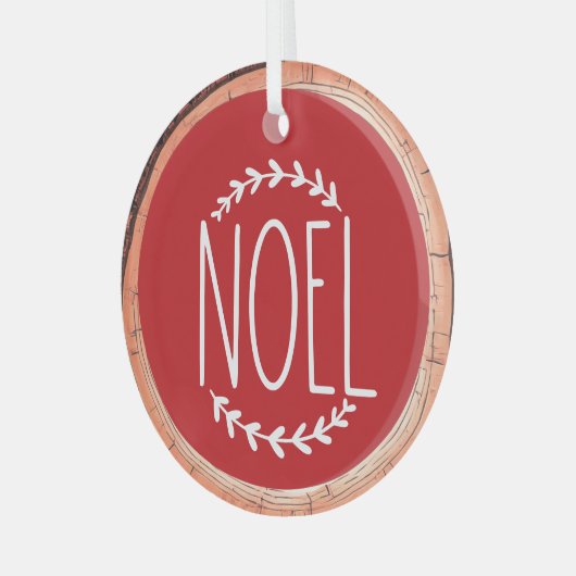 Noel Typography Keepsake Tree Glas Ornament (Voorkant links)