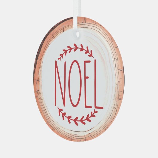 Noel Typography Keepsake Tree Glas Ornament (Voorkant links)