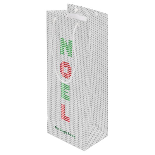 Noel Typography Kersttrui Wijn Cadeautas (Achterkant Gekanteld)