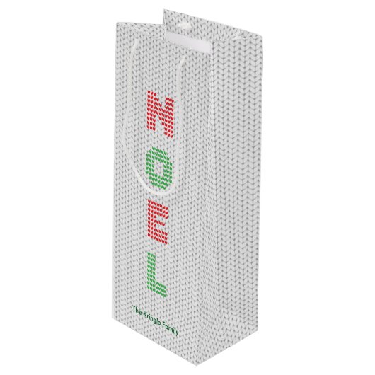 Noel Typography Kersttrui Wijn Cadeautas (Voorkant Gekanteld)