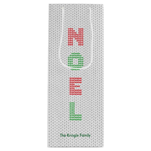 Noel Typography Kersttrui Wijn Cadeautas (Voorkant)