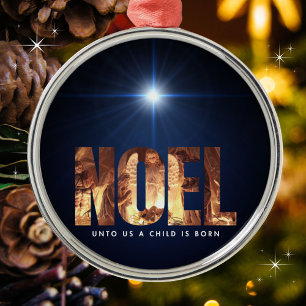 NOEL Voor ons is een kind geboren met Kerstmis Metalen Ornament