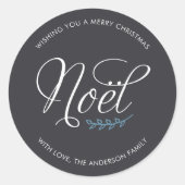 NOEL Vrolijk Kerstfeest Gepersonaliseerd Ronde Sticker (Voorkant)