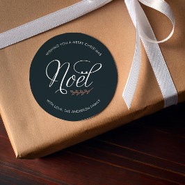 NOEL Vrolijk Kerstfeest Gepersonaliseerd Ronde Sticker