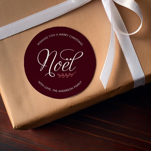 NOEL Vrolijk Kerstfeest Gepersonaliseerd Ronde Sticker