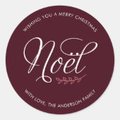NOEL Vrolijk Kerstfeest Gepersonaliseerd Ronde Sticker (Voorkant)