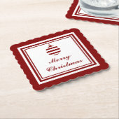 NOEL Vrolijk Kerstfeest Rood en Wit Bauble Kartonnen Onderzetters (Gebogen)