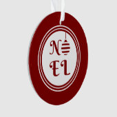 NOEL Vrolijk Kerstfeest Rood en Wit Ornament (voorkant)