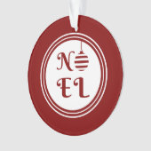 NOEL Vrolijk Kerstfeest Rood en Wit Ornament (voorkant)