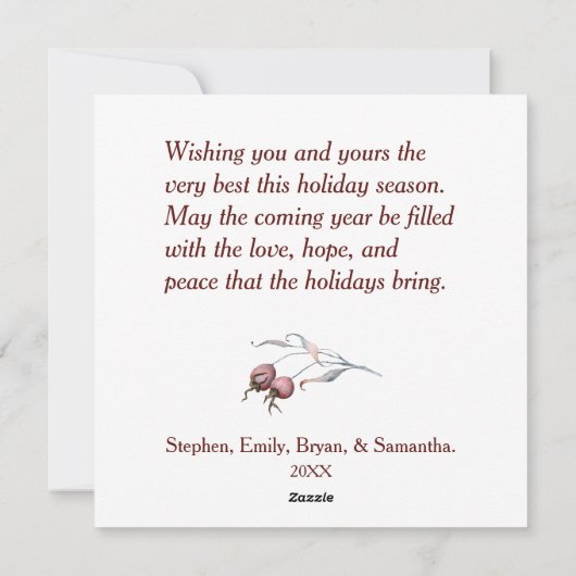 Noel Waterverf Berries kerstkaart (Achterkant)